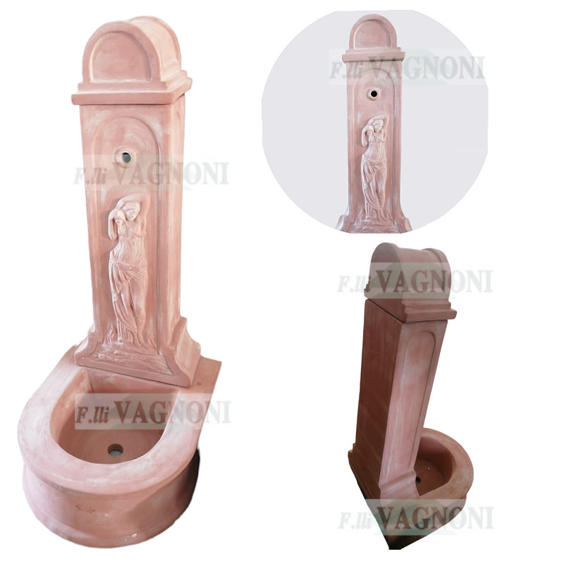 FONTANA IN TERRACOTTA A COLONNA ACQUAIOLA CM. 115